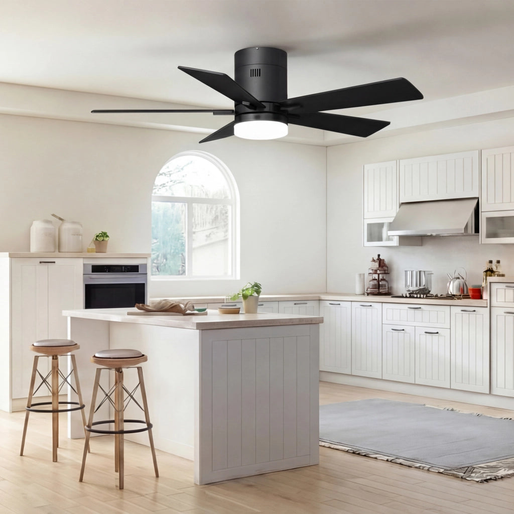 Ventilatore da soffitto nero DC 106;6 cm con luce LED 3000‑6500K; 6 velocità; telecomando; silenzioso per soggiorno camera da letto