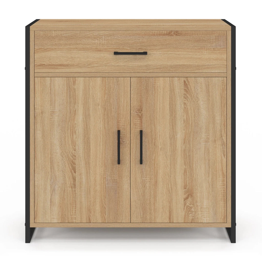 IDMarket - Scarpiera LUIS da 12 pezzi, 2 ante e 1 cassetto, design industriale