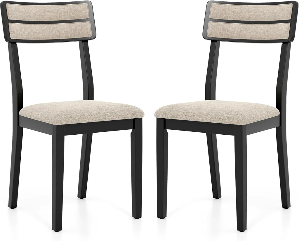 Set di 2 sedie per sala da pranzo, sedia da cucina moderna senza braccioli con seduta e schienale alto imbottiti, pattini antiscivolo, per cucina, sala da pranzo, soggiorno (nero)
