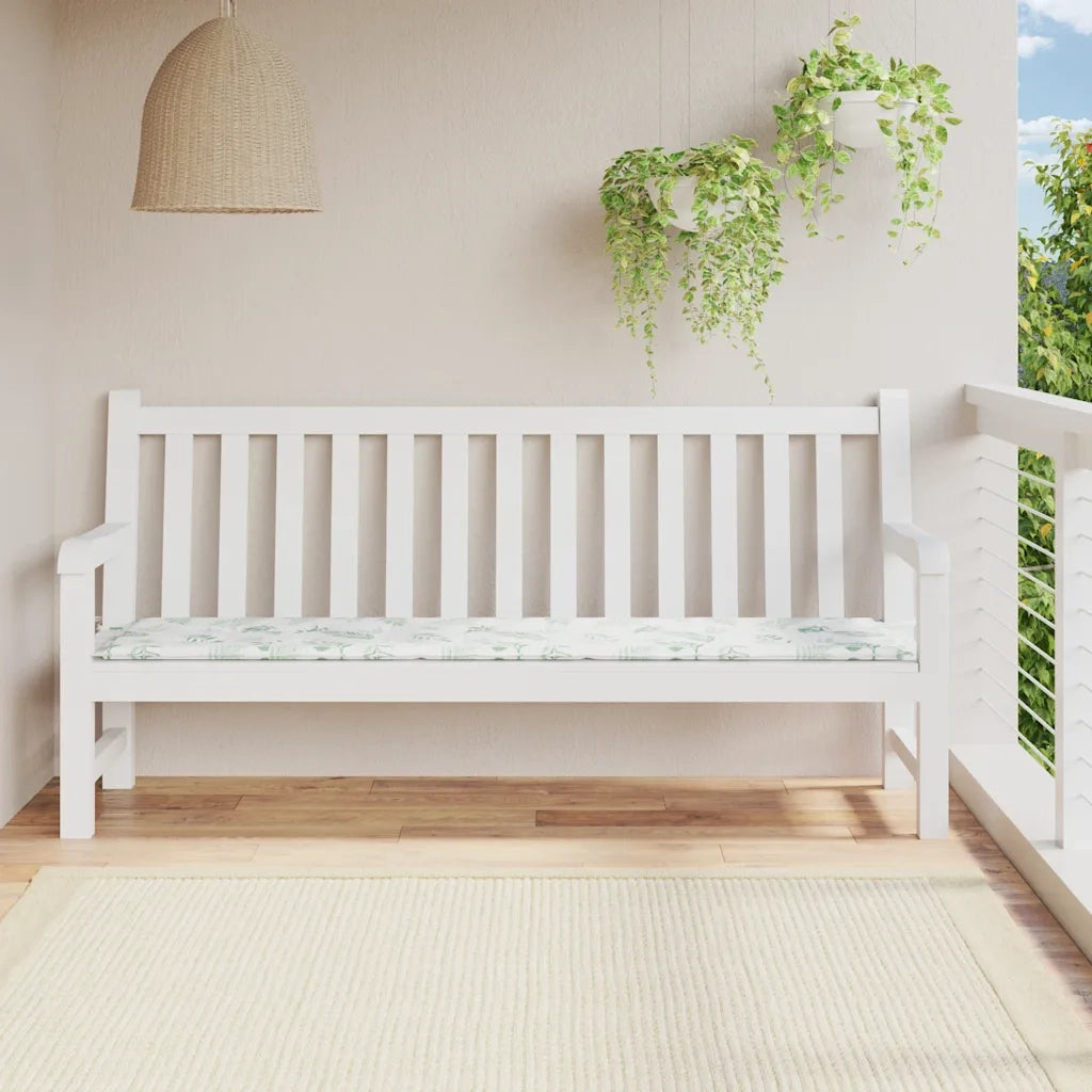 Cuscino Panca da Giardino Motivo a Foglie 200x50x4 cm Tessuto 361204