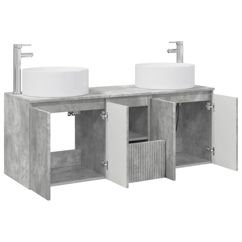 Set di Armadi da Bagno 3 pz Grigio Cemento 3405740