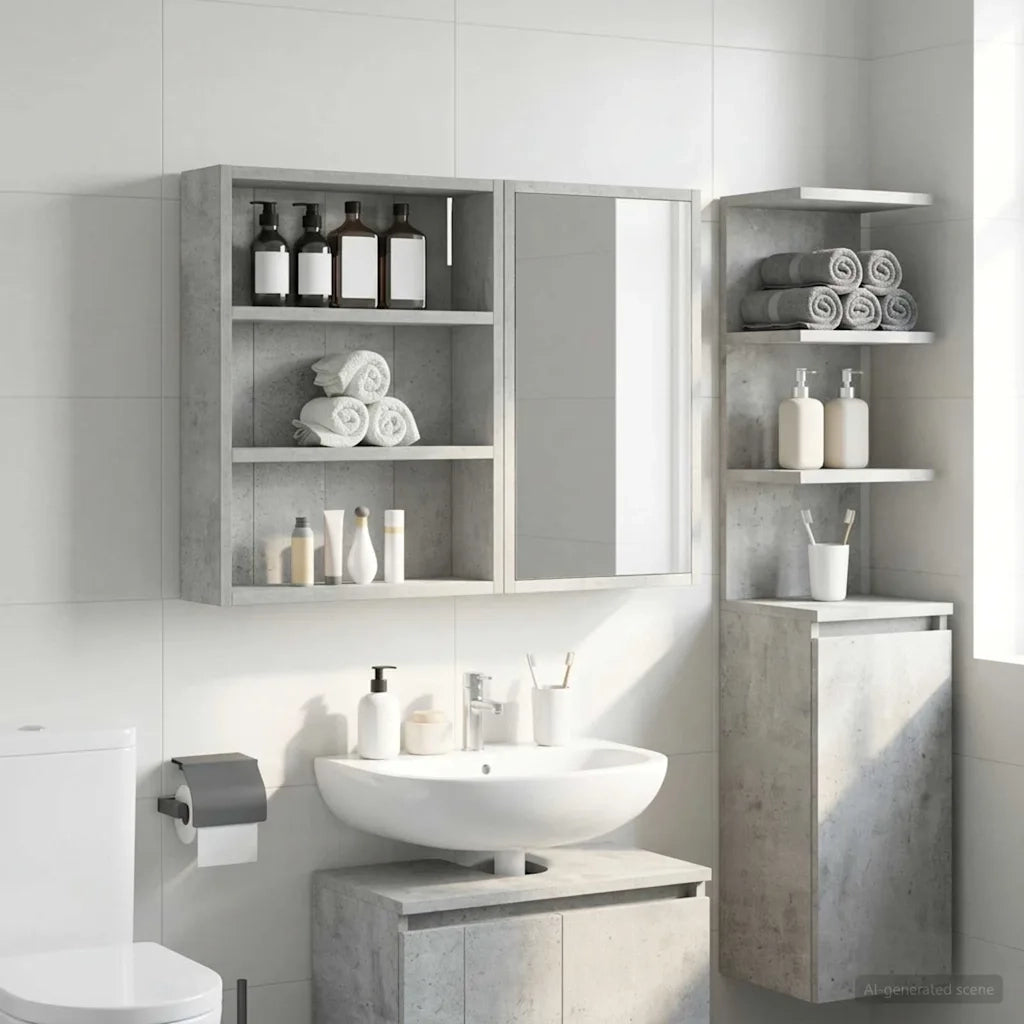 Armadio da bagno a muro Grigio Cemento 40 x 10 x 50 cm