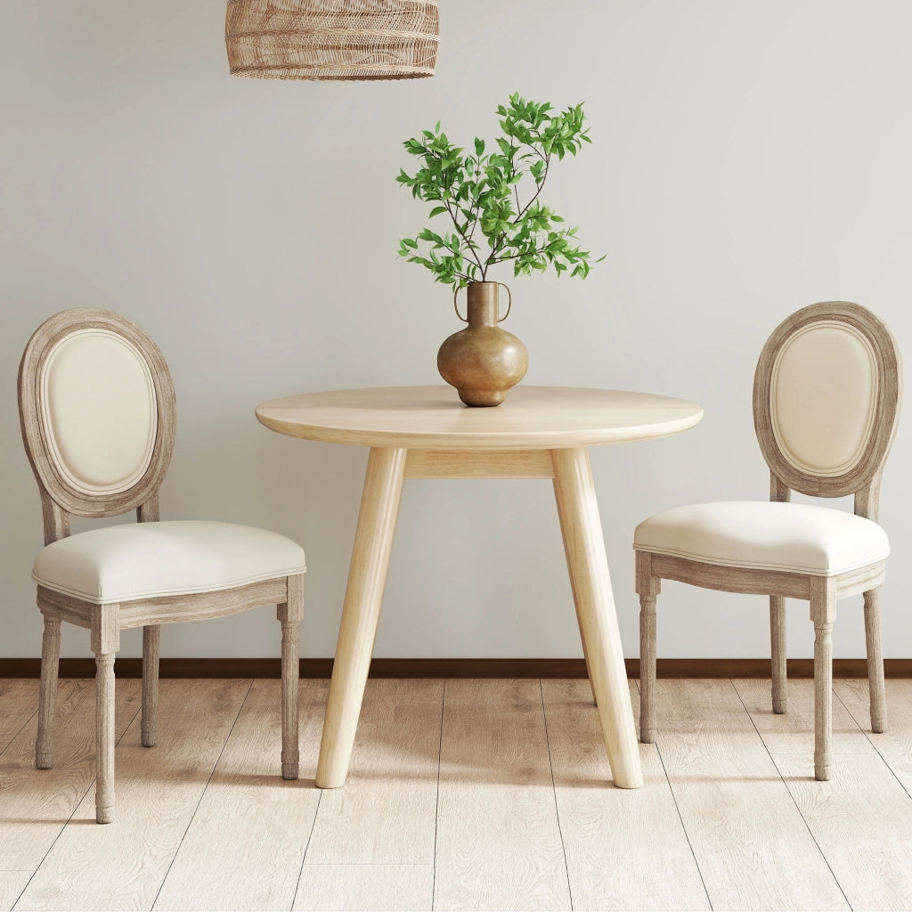 Set di 2 Sedie da Pranzo ¨C zephmum ¨C Legno Massello Stile Retr¨° Beige