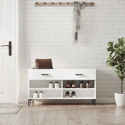 Panca Porta Scarpe-Sgabello-Panca Scarpiera Bianca 102x35x55 cm in Legno Multistrato 142137