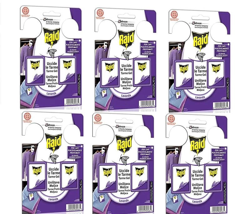 SET 12 RAID TARMICIDA GEL PROFUMATO LAVANDA IN 6 CONFEZIONI DA 2 PEZZI