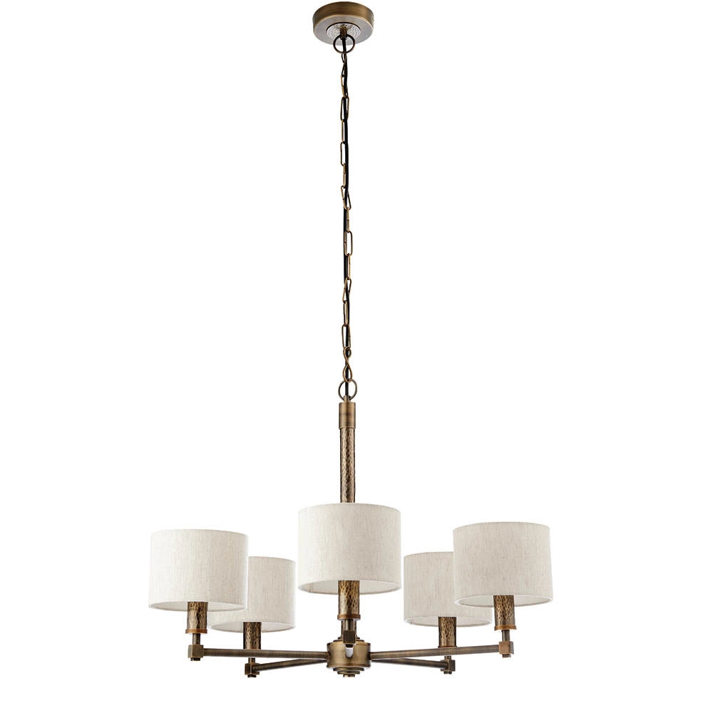 Lampadario 5 luci bronzo anticato, paralumi E14 Endon