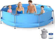 Piscina Fuori Terra 360 x 360 x 76 cm, Piscina Rotonda da Esterno con Struttura Metallica e Pompa Filtro, Capacità 6125 L, da Giardino per Adulti (3,6 m x 76 cm)