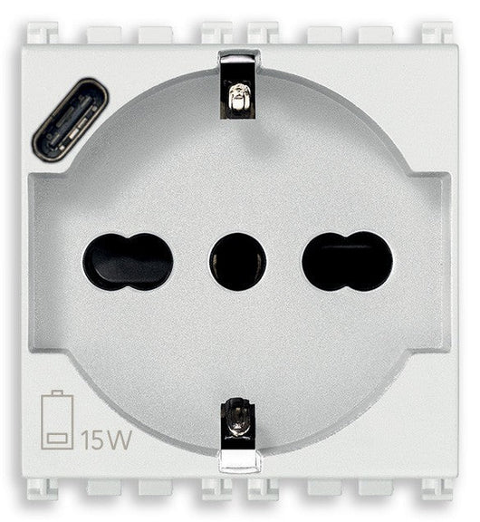 VIMAR Presa 2P+T 16A universale + USB C bianco - 19210.USB.B