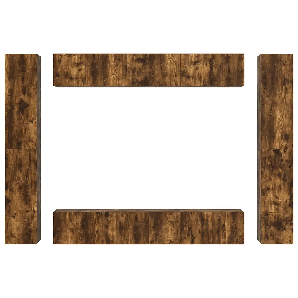 Set Mobili Porta TV 10 pz Rovere Fumo in Legno Multistrato