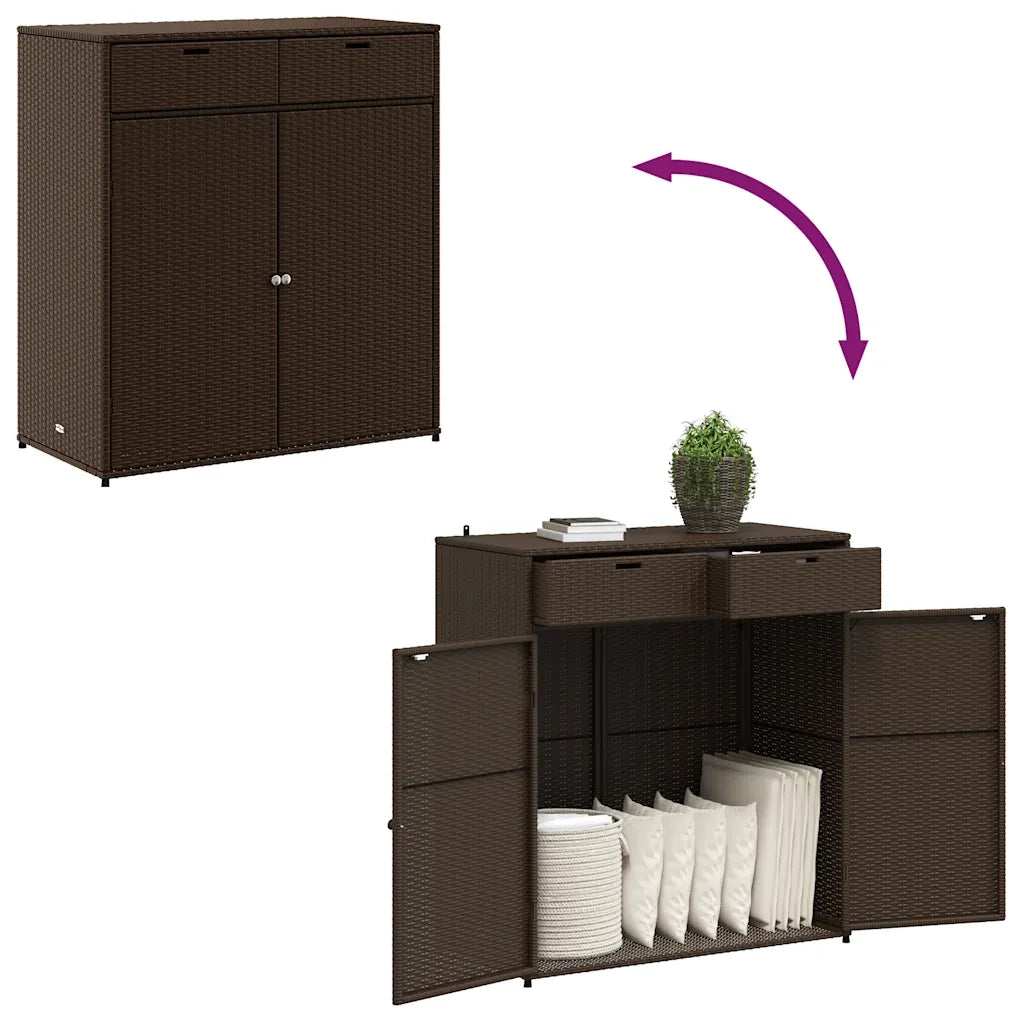 Armadietto Portaoggetti Giardino Marrone 105x55x113 Polyrattan 365564