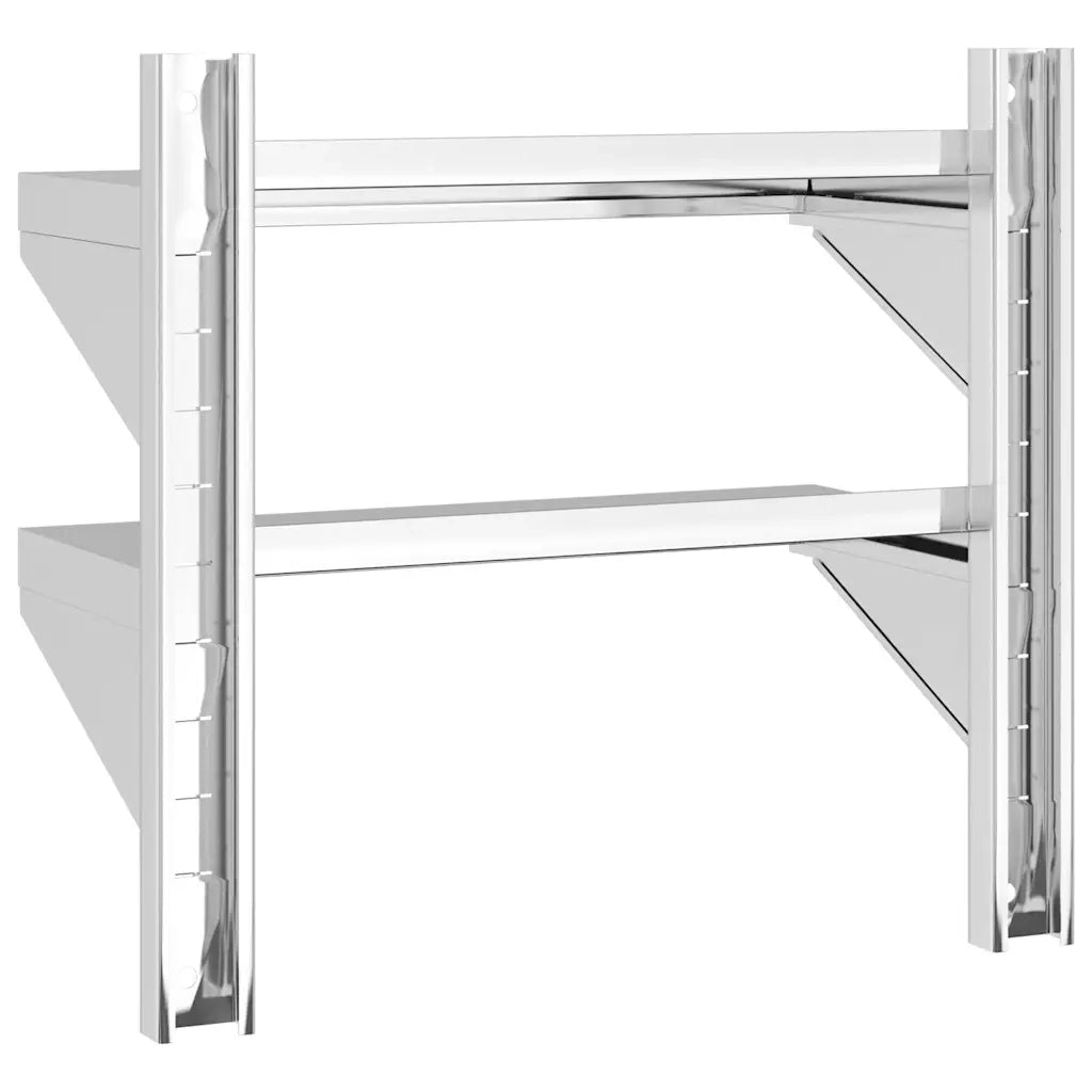 Mensola a Muro 2 Ripiani 50x23,5x48cm Argento in Acciaio Inox 30317