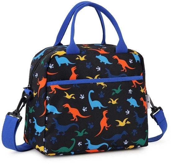 Borsa termica per bambini, borsa isolata per pasti, con cinghia regolabile e tasca esterna.