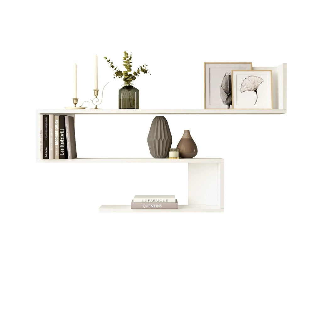 Mensola da parete in legno "WL10" - 120 x 14 x 71 cm - Bianco