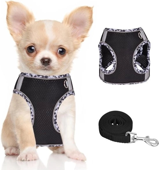 Abbigliamento per piccoli e medi cani, puppy abbigliamento e guinzaglio, mesh abbigliamento riflettente e respirante, vestito per cani morbido e imbottito (XS)