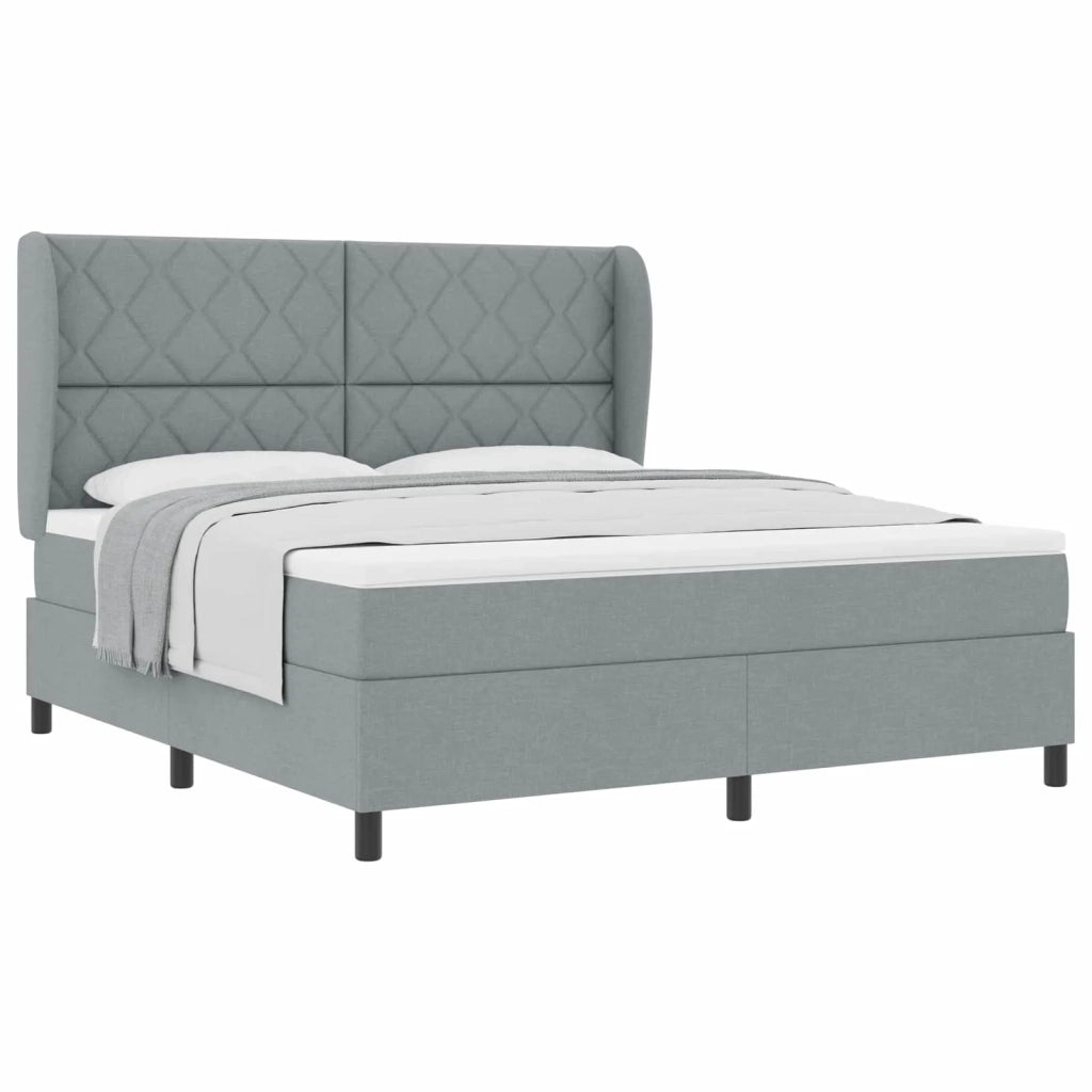 Letto a molle con testiera Grigio chiaro 180 x 200 cm Tessuto 3340641