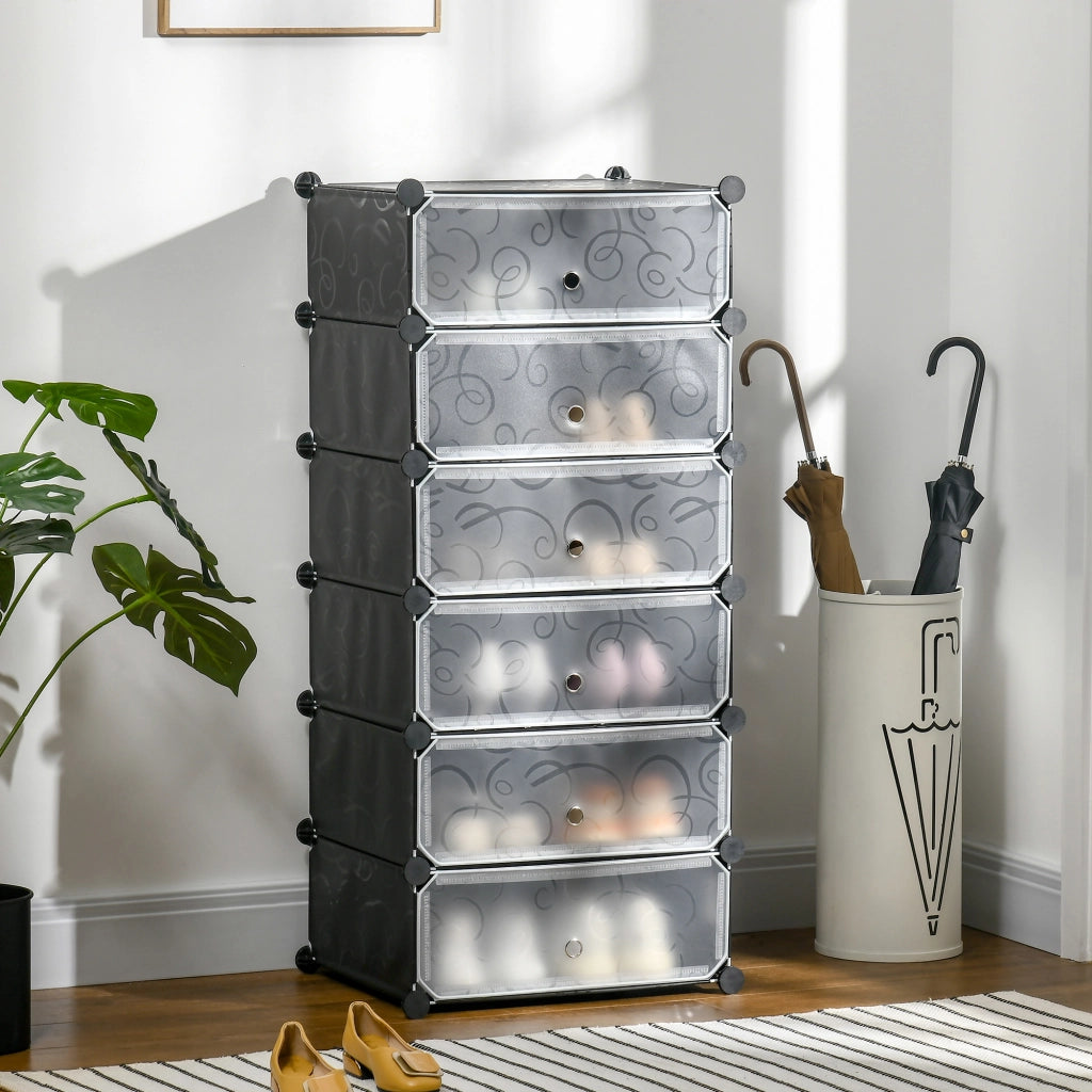 Scarpiera modulare 6 cubi impilabili ¨C zephmum ¨C nero