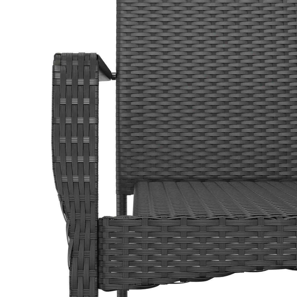 Set da Pranzo da Giardino 5 pz Nero con Cuscini in Polyrattan 3184976