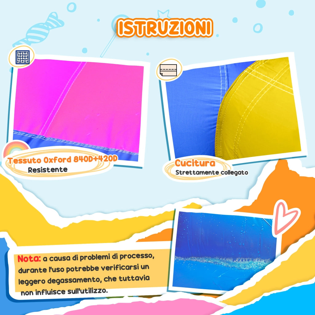 Casetta Gonfiabile per Bambini con Scivolo e Canestro ¨C zephmum ¨C 360x305x210 cm
