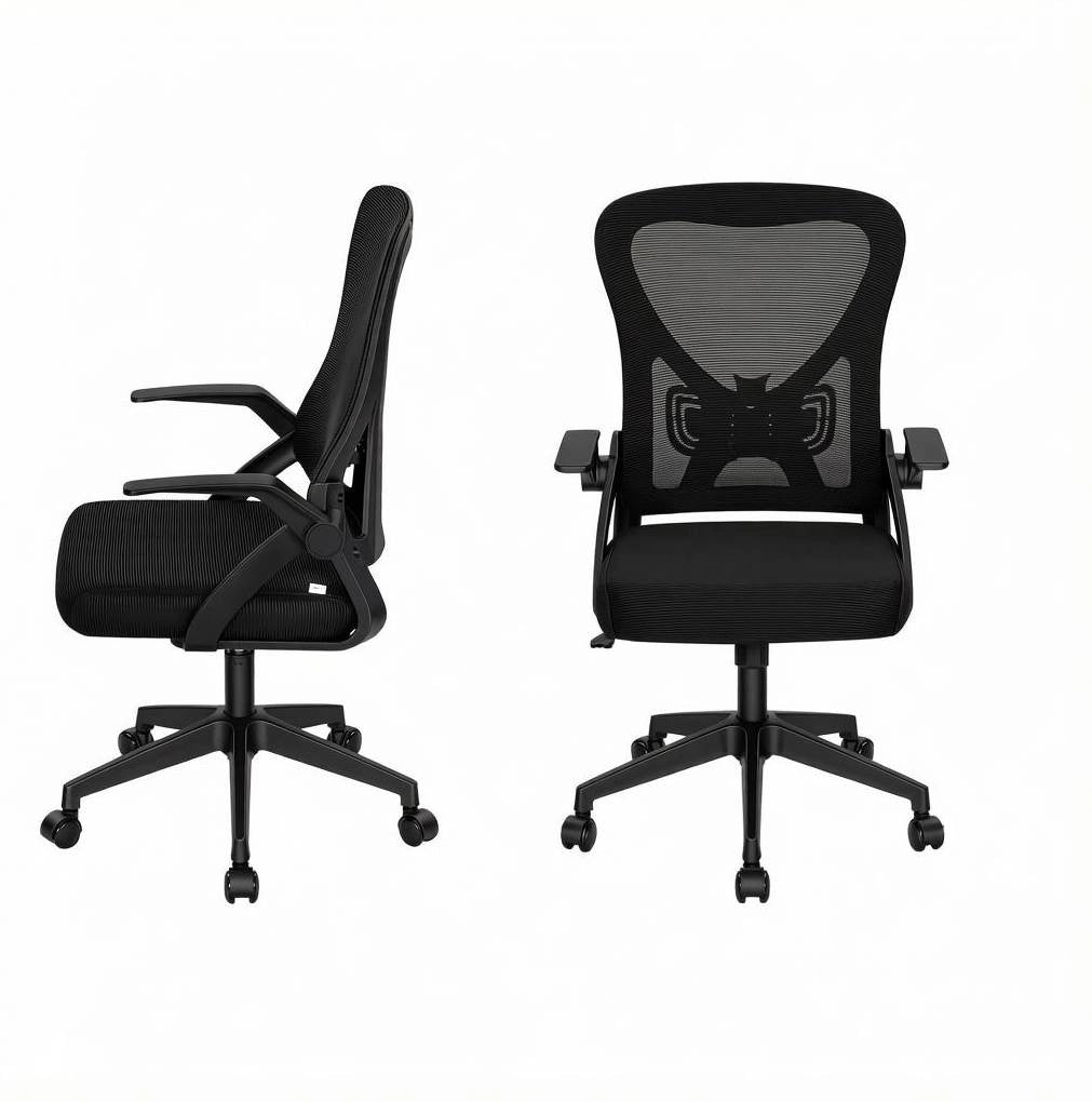 Sedia da ufficio ergonomica girevole nera con braccioli