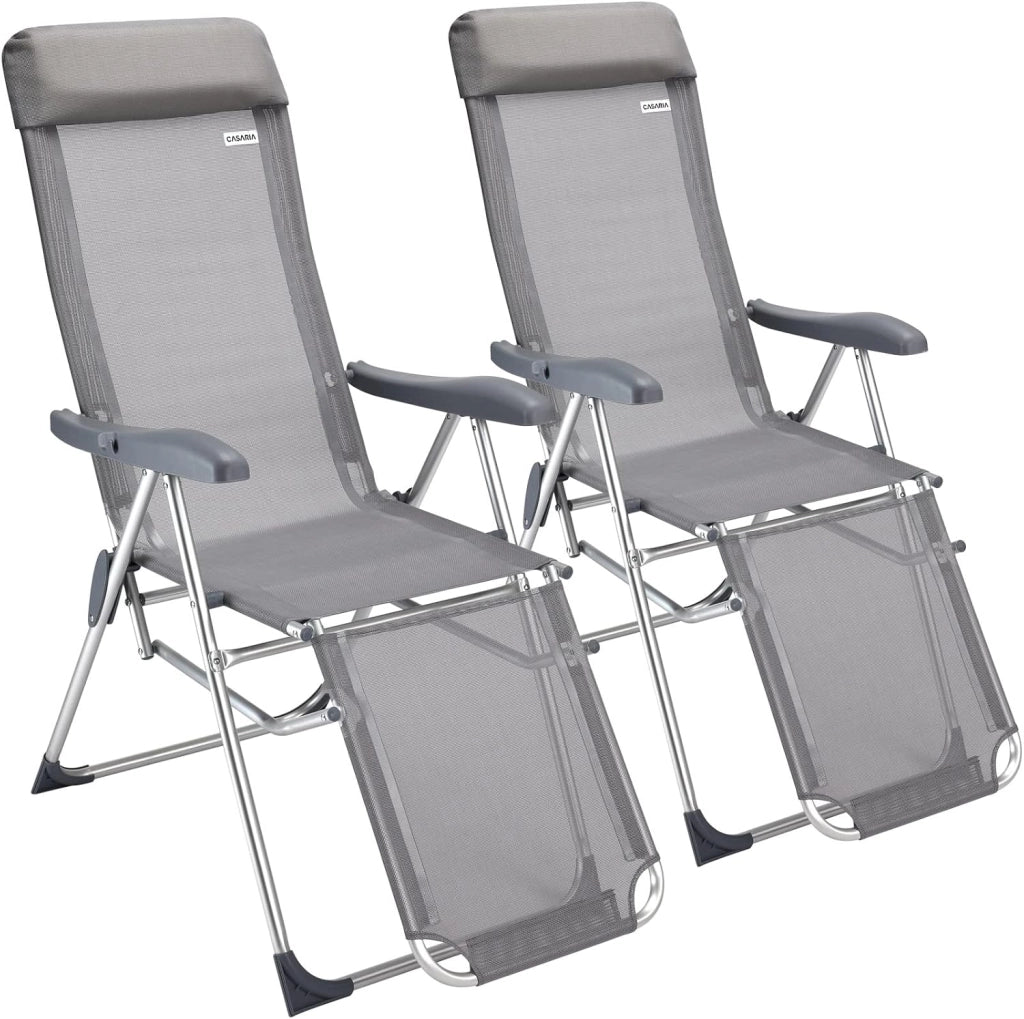 ® Set 2pz Sedia da Giardino Schienale Alto Alluminio Regolabile 7 Livelli Tessuto Traspirante Sedie Campeggio