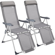 ® Set 2pz Sedia da Giardino Schienale Alto Alluminio Regolabile 7 Livelli Tessuto Traspirante Sedie Campeggio
