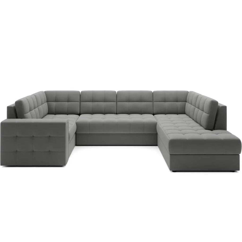 Divano angolare convertibile MONTEZA grigio 299 cm con contenitore e letto