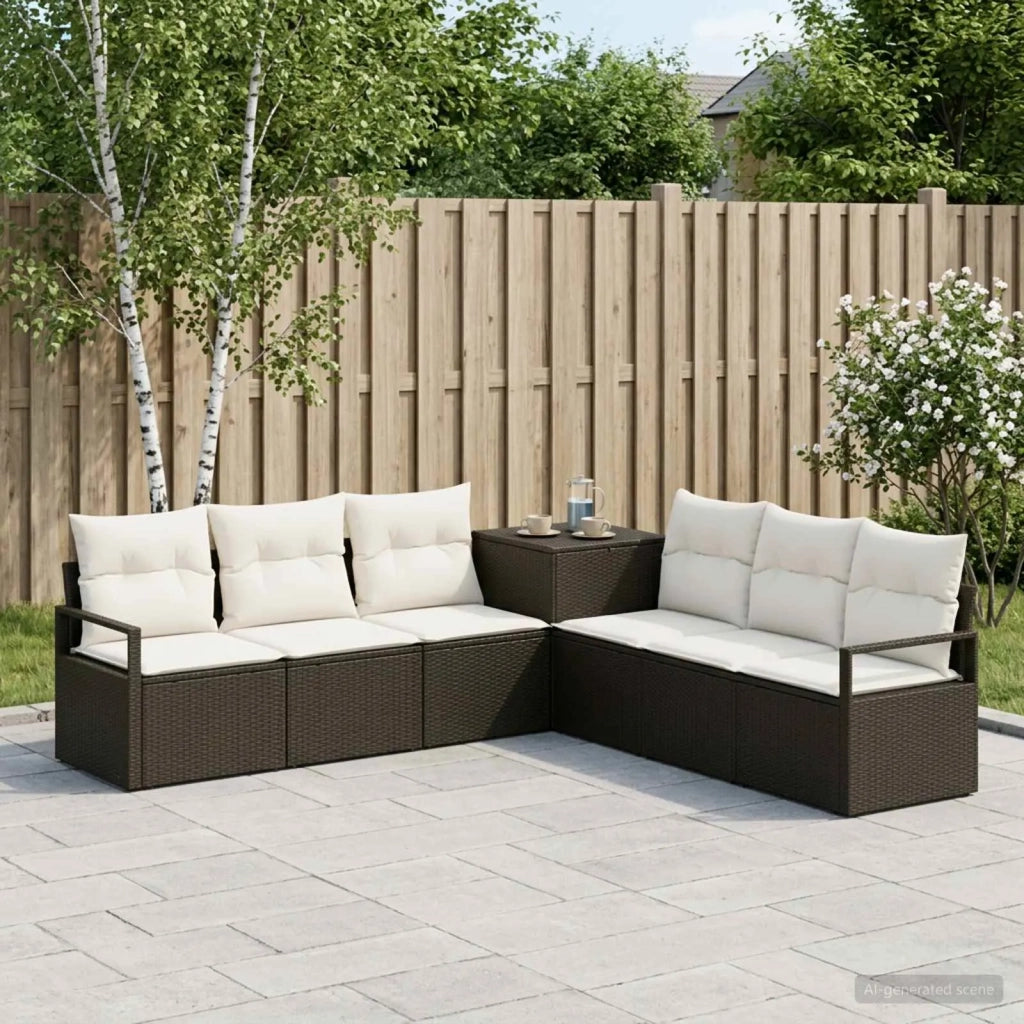 Set di divani 7 pz Nero e Bianco Crema 3448715