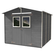 Casetta Box Capanno in Legno Grigia per Attrezzi con 2 Porte e Finestre 238X305X214Cm