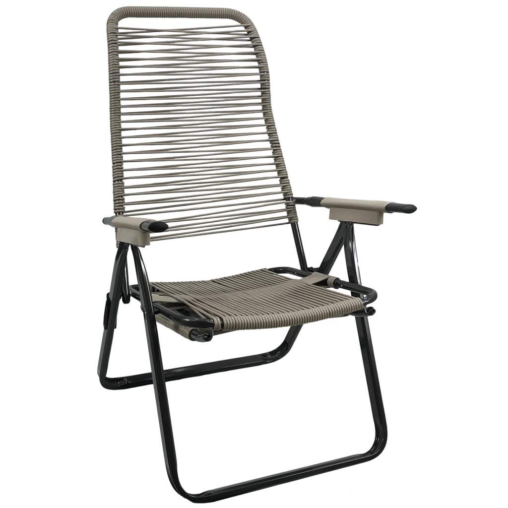 Marvin Sdraio Cordonata con Poggiapiedi Sedia a Sdraio da Giardino Filo in Pvc Pieghevole Metallo Poltrona Relax Tortora
