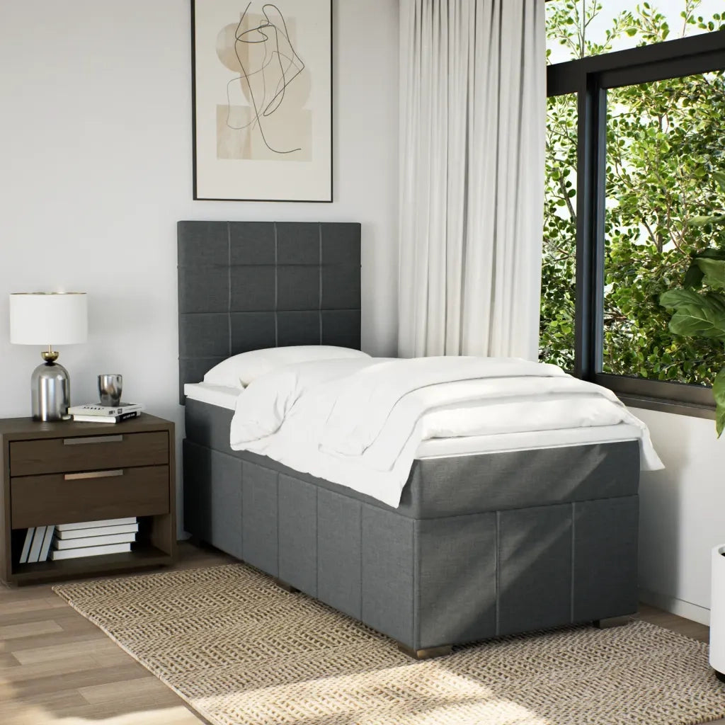 Giroletto a Molle con Materasso Grigio Scuro 80x200 cm Tessuto 3291496