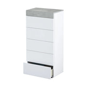 Cassettiera Armo, Settimanale a 5 cassetti, Mobile ComÒ² per camera da letto, ComÒ² moderno, cm 61x40h118, Bianco