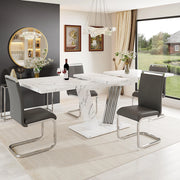 Tavolo da pranzo allungabile (5 pezzi) - Xylo - 120(160)x80x76 cm - Grigio - Set con 4 sedie in similpelle