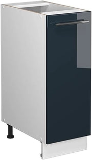mobile lavello cucina Fame-Line, Blu scuro lucido/Bianco, 80 cm con ripiano, PL Marmo