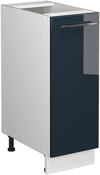 mobile lavello cucina Fame-Line, Blu scuro lucido/Bianco, 80 cm con ripiano, PL Marmo