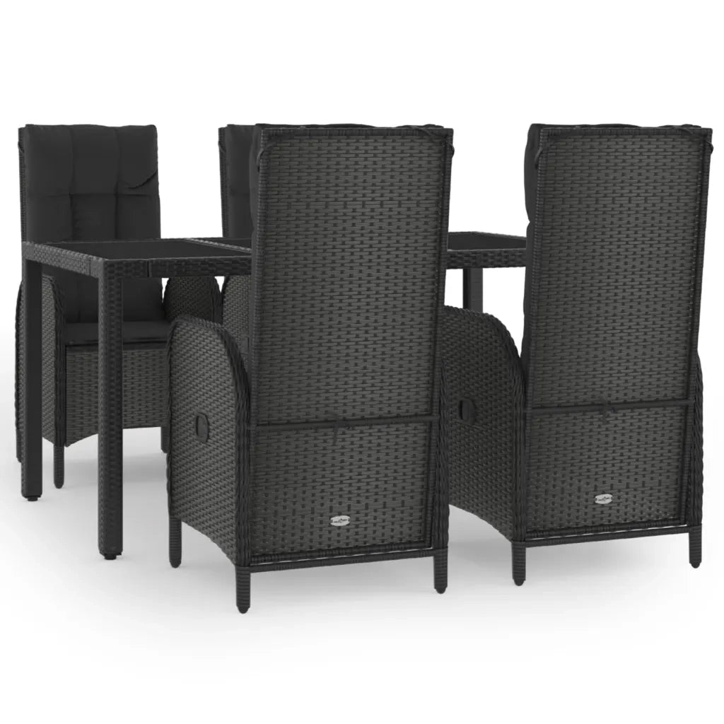 Set da Pranzo da Giardino 5 pz Nero con Cuscini in Polyrattancod mxl 76457