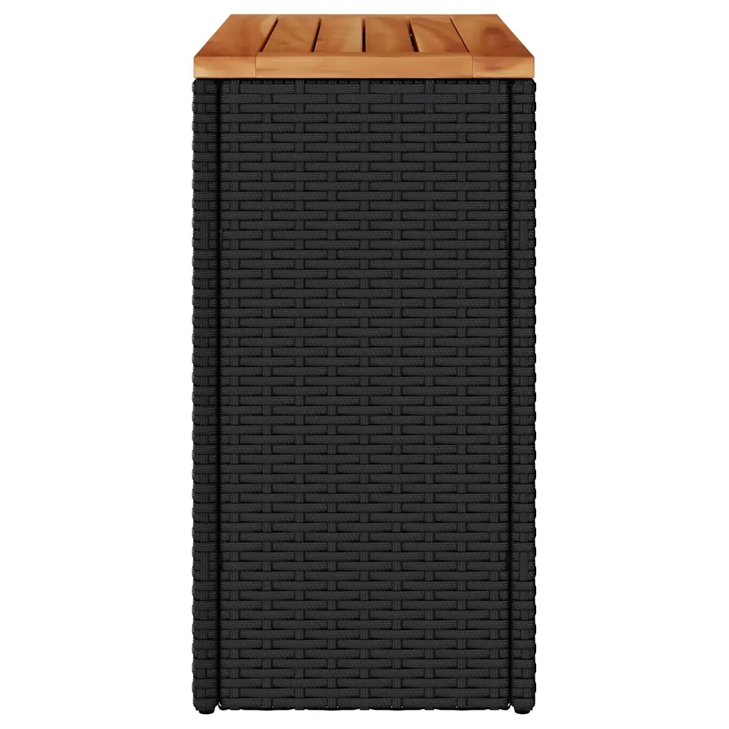 Tavolino da giardino con piano in legno nero 58x27,5x55 cm in polyrattan 365983