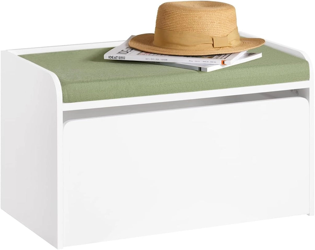 Cassapanca portagiochi per bambini Scatola portaoggetti Scarpiera con sedile Bianco 60x34x35cm KMB80-W