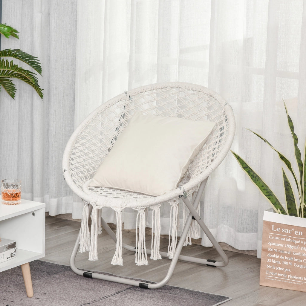 Poltrona da giardino rotonda pieghevole ¨C zephmum ¨C beige in cotone e poliestere