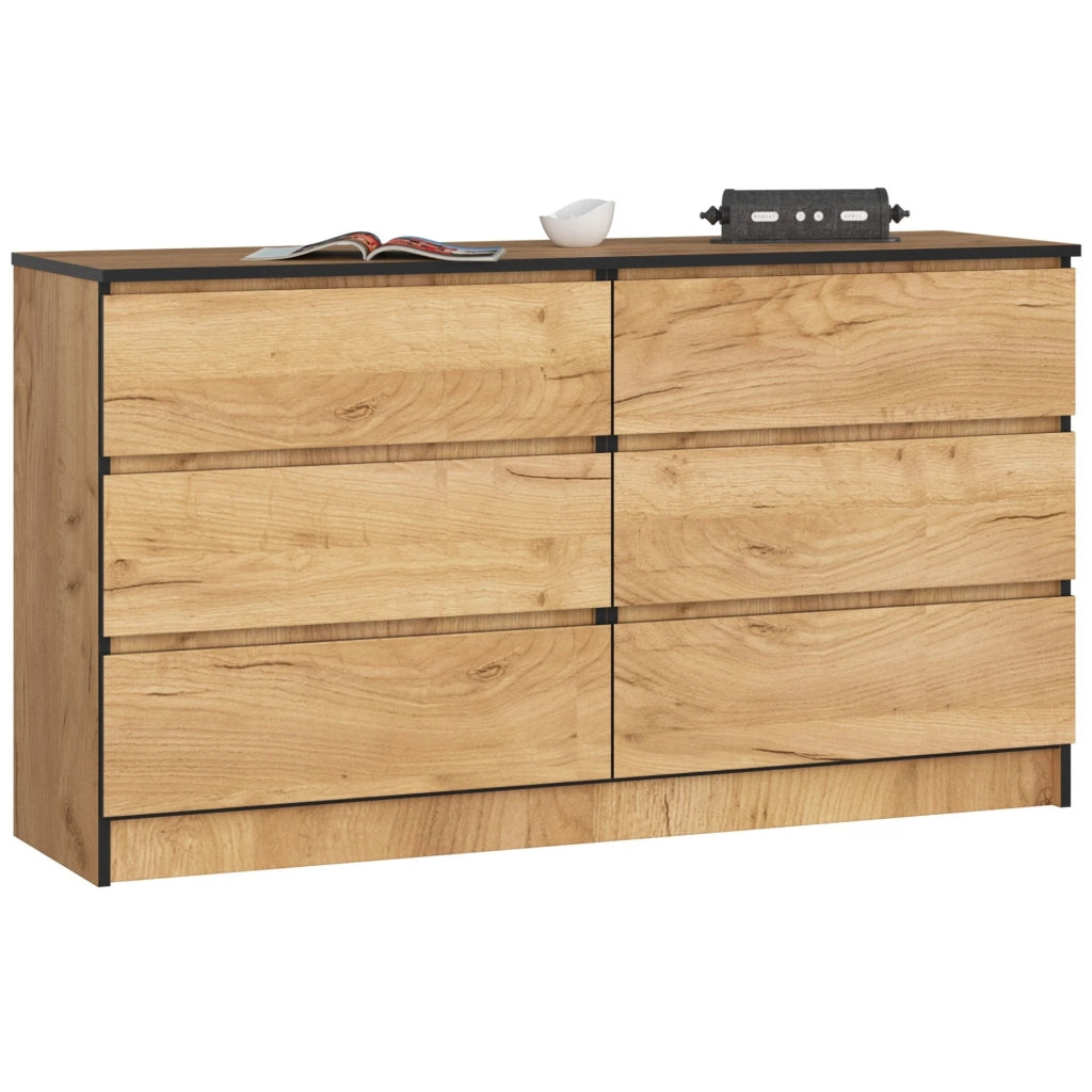 Cassettiera AKORD K140 Quercia Craft 138 cm 6 cassetti 138x40x77 cm