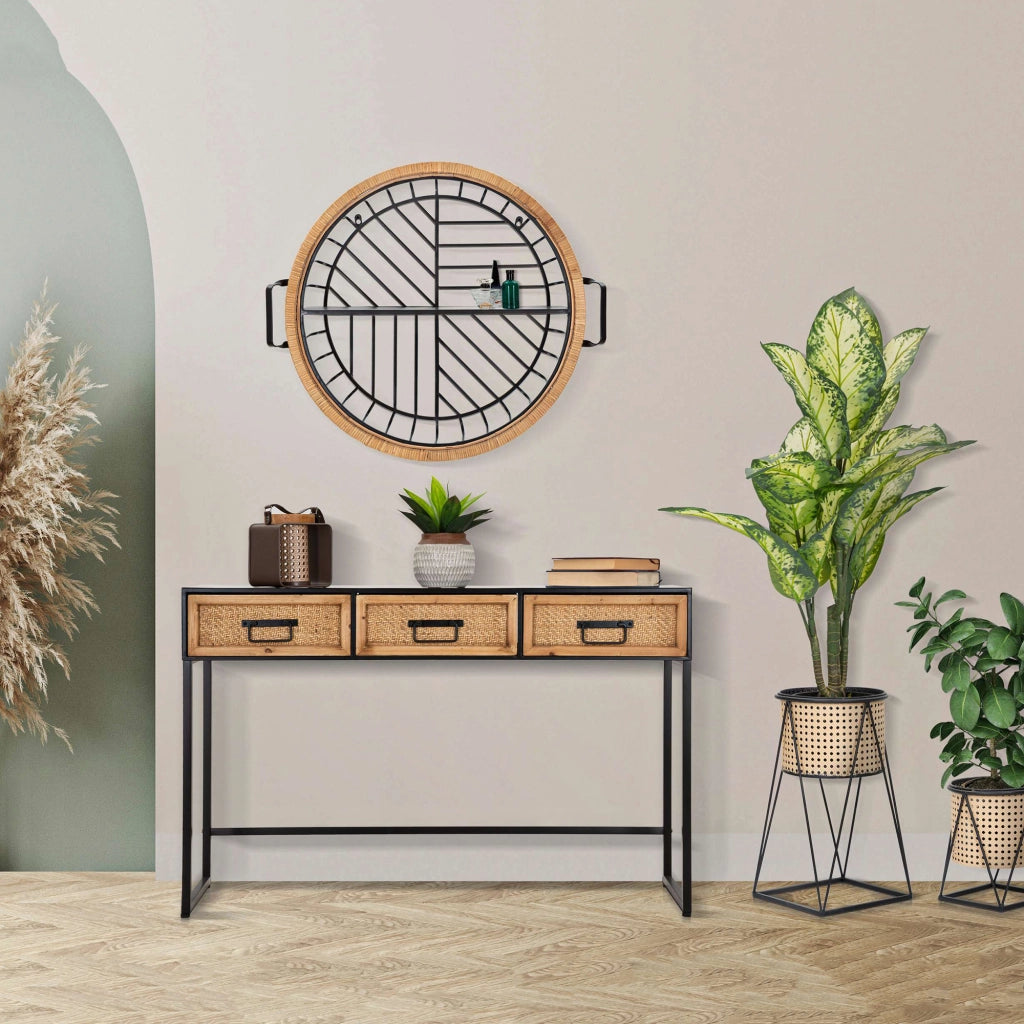 Homer, Mensola un Ripiano, 73x18x65h cm Marrone Rovere