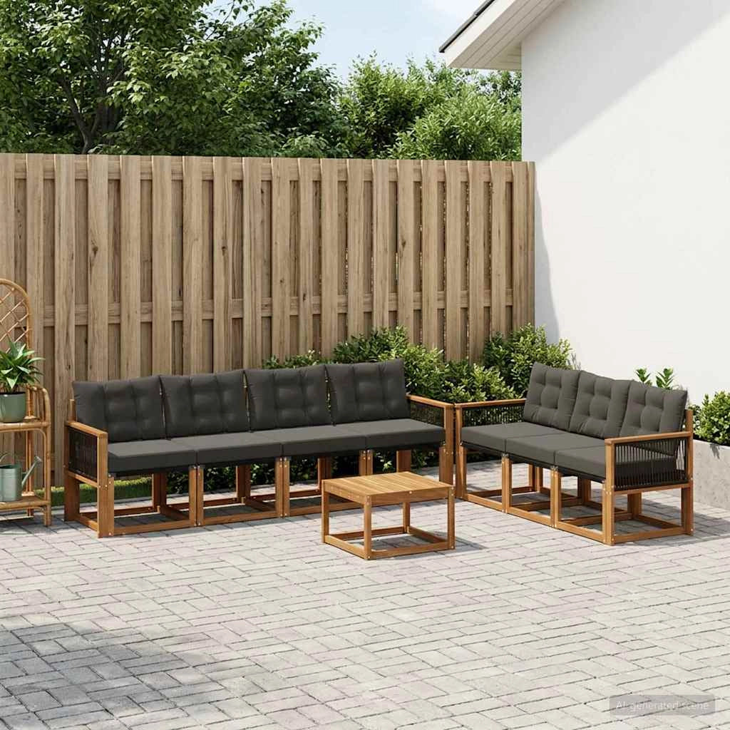 Set di divani da esterno 8 pz Naturale e Nero 3381824