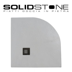 Piatto doccia Semicircolare raggio 55 in pietra SOLIDSTONE alto 2,8 cm - Bianco - Misura: 80x80 x 2,8h