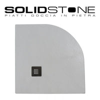 Piatto doccia Semicircolare raggio 55 in pietra SOLIDSTONE alto 2,8 cm - Bianco - Misura: 90x90 x 2,8h