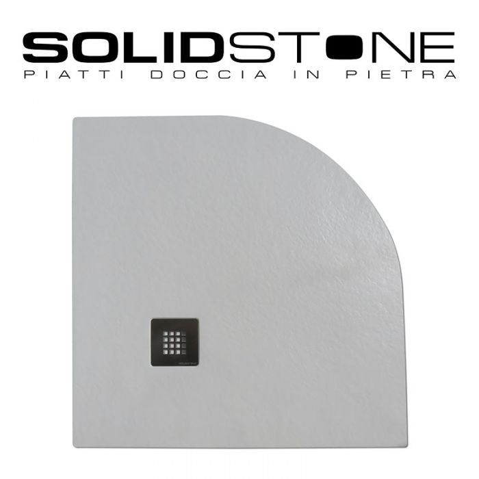 Piatto doccia Semicircolare raggio 55 in pietra SOLIDSTONE alto 2,8 cm - Bianco - Misura: 90x90 x 2,8h