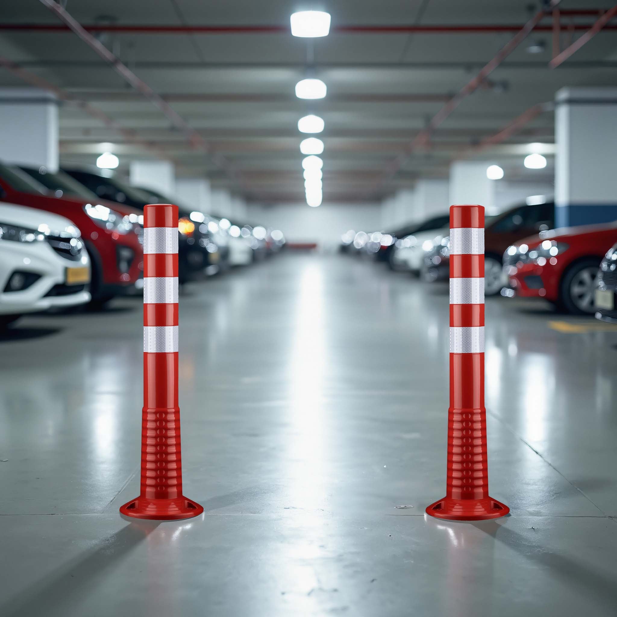 Paletto segnaletico flessibile catarifrangente, 2 paletti delimitatori da 75 cm con viti di montaggio