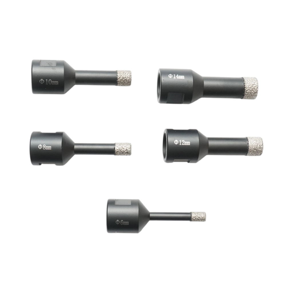 Set di 5 punte diamantate per carotaggio da 6, 8, 10, 12, 14 mm, filettatura interna M14 per piastrelle in ceramica, marmo e granito Breckner Germany