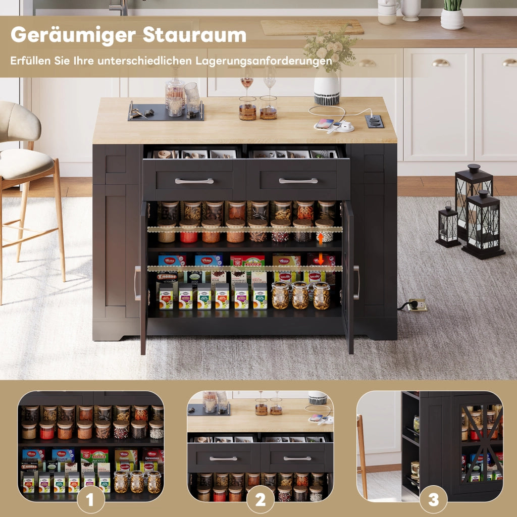 ISOLA DA CUCINA 120x40(65)x92 cm MDF Nero/Naturale