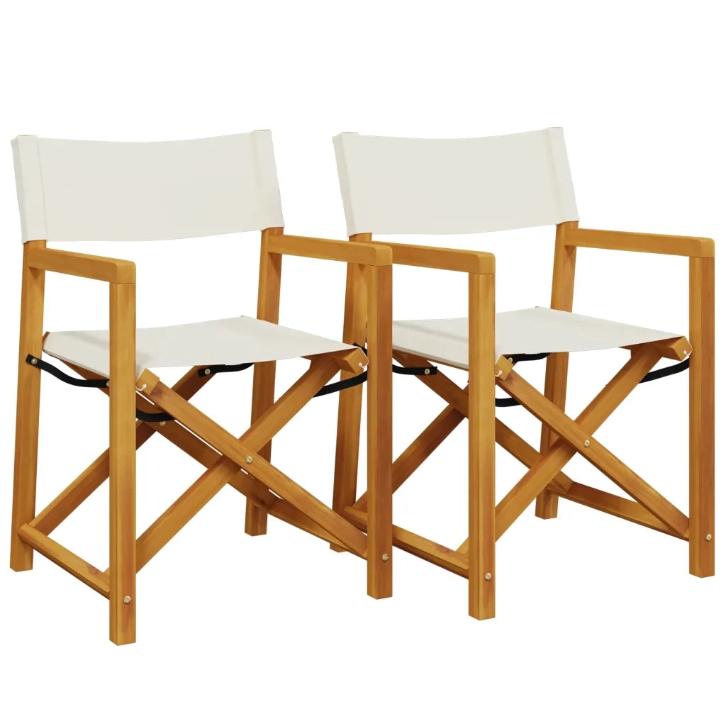 Sedie da Regista Pieghevoli 2 pz Bianco Crema in Tessuto 365837