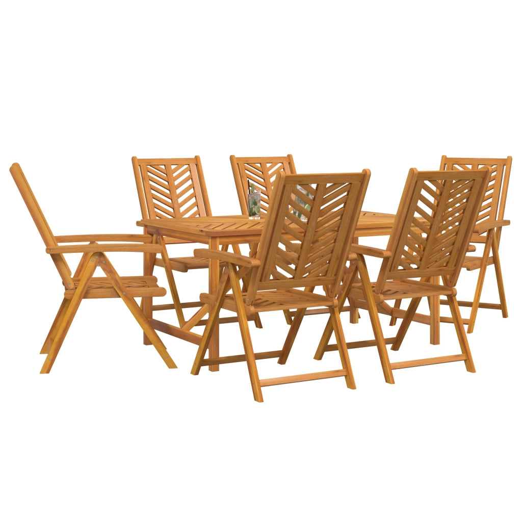 Set da Pranzo per Giardino da 7 Pezzi in Legno Massello di Acacia