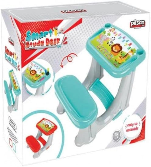 Banco Scuola Bambini 2 Anni Con Sedia Azzurro Scrivania Gioco Studio per Bambini con Scomparti Portapenne e Sgabello Str